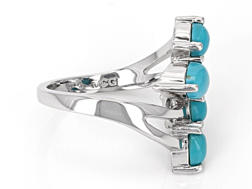 Mixed Shape Blue Sleeping Beauty Turquoise Rhodium Over Sterling Silver Ring - Size 7