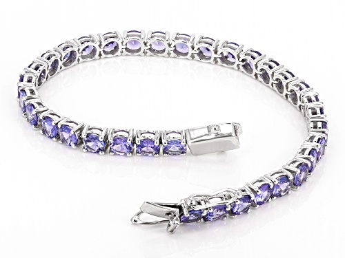 14.50ctw Tanzanite Rhodium Over Sterling Silver Tennis Bracelet - Size 8
