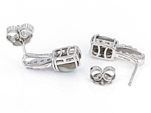 Aurora Moonstone with 0.28ctw Tanzanite Rhodium Over Sterling Silver Earrings