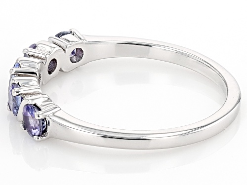 0.57ctw Round Tanzanite Rhodium Over Sterling Silver Ring - Size 8
