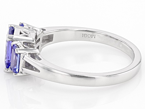1.35ctw Blue Tanzanite Rhodium Over Sterling Silver Ring - Size 7