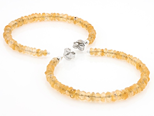 4-4.5mm Rondelle Brazilian Citrine Rhodium Over Sterling Silver Beaded Hoop Earrings