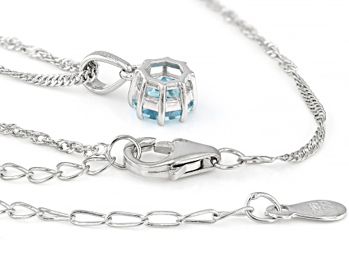 1.12ct Ferris Wheel Cut Glacier Topaz™ Rhodium Over Sterling Silver Pendant with Chain