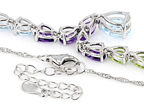 8.40ctw Pear Shape Multi-Stone Rhodium Over Sterling Silver Necklace - Size 18