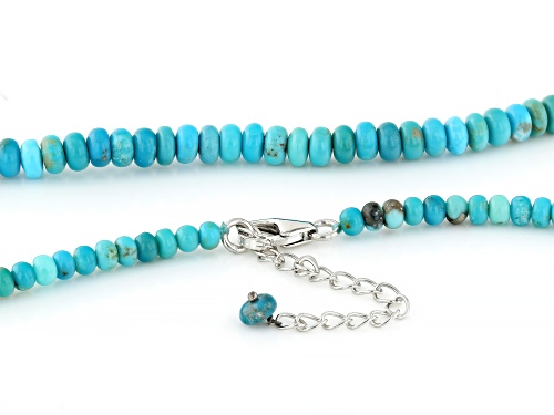 3-5mm Rondelle Sleeping Beauty Turquoise Rhodium Over Sterling Silver Necklace - Size 18