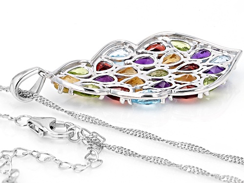 8.69ctw Multi-Stone Rhodium Over Sterling Silver Pendant with Chain