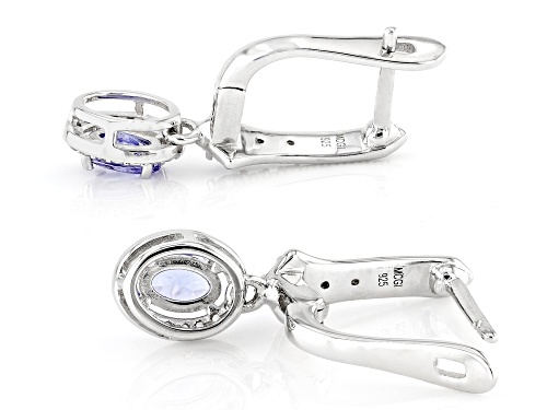 0.82ctw Tanzanite with 0.30ctw White Zircon Rhodium Over Sterling Silver Earrings