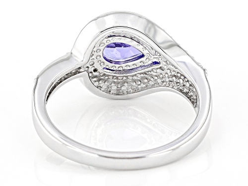 0.59ctw Tanzanite with 0.51ctw White Zircon Rhodium Over Sterling Silver Ring - Size 9
