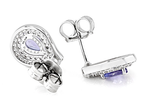 0.68ctw Tanzanite with 0.57ctw White Zircon Rhodium Over Sterling Silver Earrings