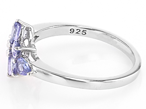 0.95ctw Tanzanite with White Diamond Accent Rhodium Over Sterling Silver Ring - Size 7