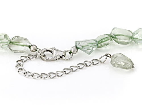 12-17mm Prasiolite Rhodium Over Sterling Silver Necklace - Size 20
