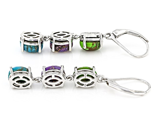 Multi-Color Turquoise Rhodium Over Sterling Silver Earrings