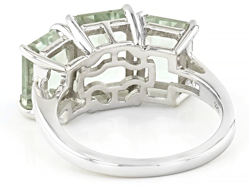 4.50ctw Prasiolite Rhodium Over Sterling Silver Ring - Size 6