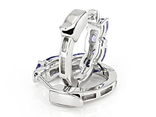 0.79ctw Trillion Tanzanite Rhodium Over Sterling Silver Hoop Earrings