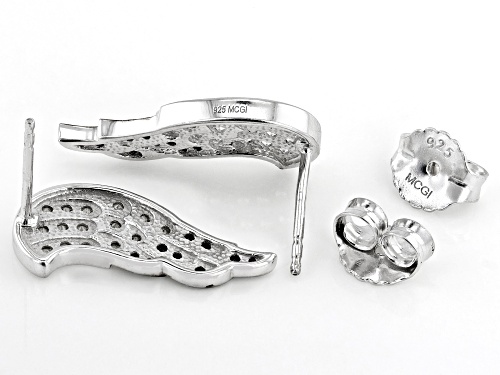 0.20ctw Black Spinel with 0.53ctw White Zircon Rhodium Over Sterling Silver Earrings