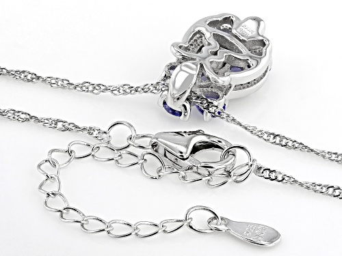 1.07ctw Tanzanite with 0.07ctw White Zircon Rhodium Over Sterling Silver Pendant with Chain