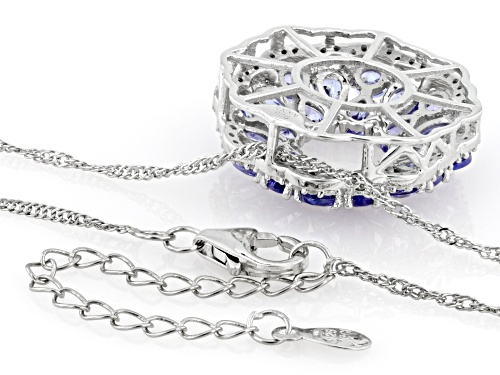 3.00ctw Tanzanite With 0.38ctw White Zircon Platinum Over Sterling Silver Pendant with Chain