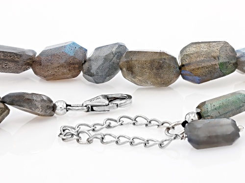 Freeform Gray Labradorite Rhodium Over Sterling Silver Necklace - Size 20