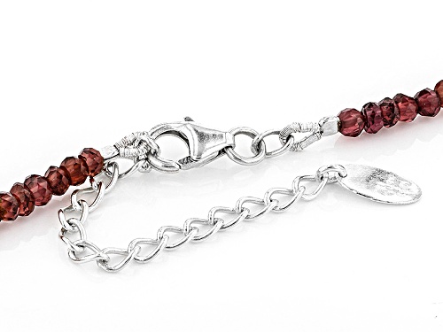 50.00ctw Garnet Sterling Silver Beaded Necklace - Size 18