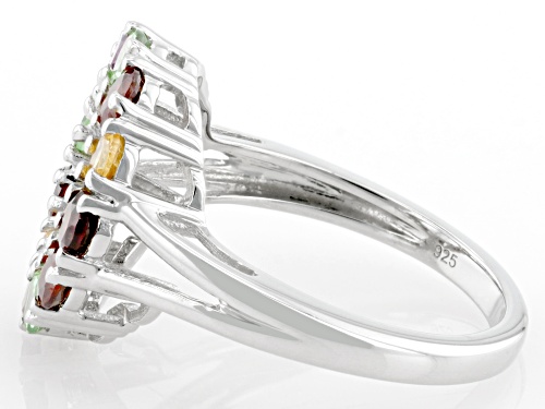 1.50ctw Multi-Garnet Platinum Over Sterling Silver Ring - Size 7