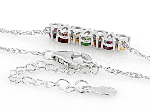1.15ctw Multi-Garnet Platinum Over Sterling Silver Necklace - Size 18