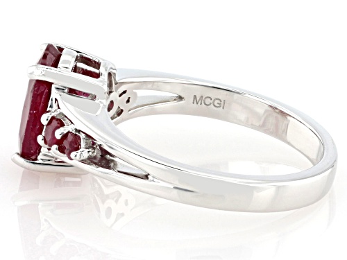 3.40ctw Mahaleo(R) Ruby Rhodium Over Sterling Silver Ring - Size 9