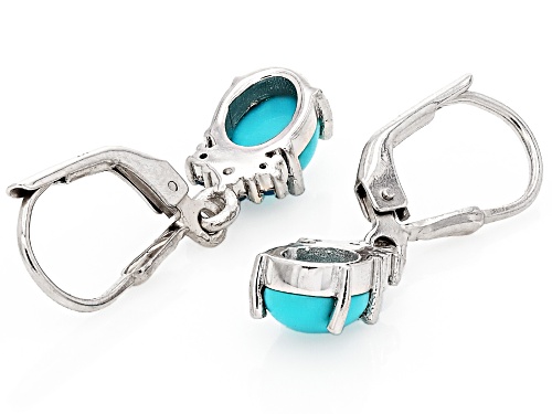 8x6mm Sleeping Beauty Turquoise with Neon Apatite Rhodium Over Sterling Silver Earrings