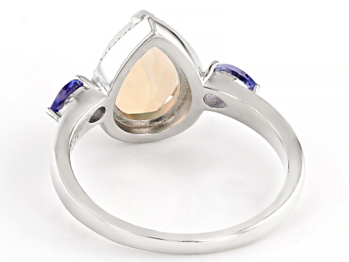 0.90ct Ethiopian Opal With 0.30ctw Tanzanite Platinum Over Sterling Silver Ring - Size 8