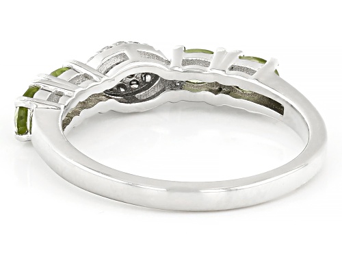 0.68ctw Manchurian Peridot™ with 0.12ctw White Zircon Platinum Over Sterling Silver Ring - Size 8