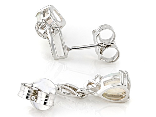 1.10ctw Ethiopian Opal With  0.08ctw White Zircon Rhodium Over Sterling Silver Earrings