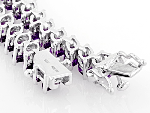 10.50ctw Amethyst Rhodium Over Sterling Silver Bracelet - Size 8