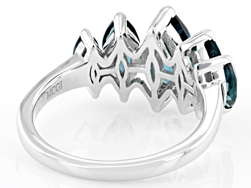 2.56ctw Marquise Lab Created Teal Spinel Rhodium Over Sterling Silver Ring - Size 7