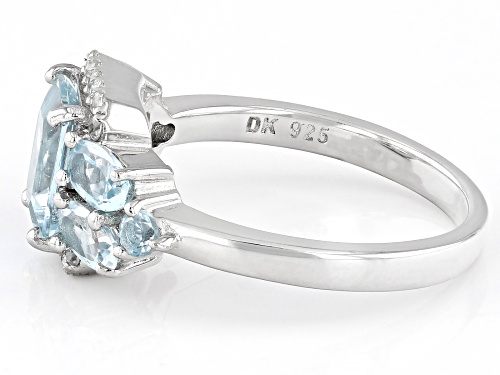 Blue Aquamarine Rhodium Over Sterling Silver Ring 2.35ctw - Size 10