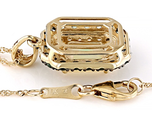 Alexandrite with Opal and White Zircon 10K Yellow Gold Pendant with Chain 1.77Ctw