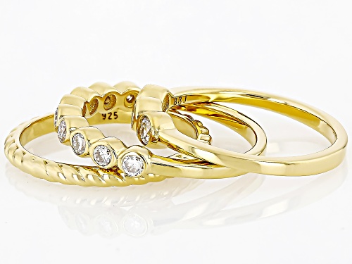 Moissanite Round 2.5mm and 3mm 14k Yellow Gold over Sterling Silver Ring Set of 3 0.73ctw - Size 6