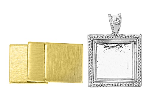 Impress Art® Large Artisan Square Bezel Blank Kit in Silver Tone and Gold Tone