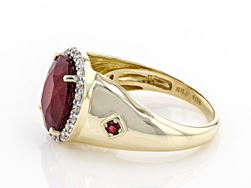 5.65ct Oval Mahaleo® Ruby With .37ctw Zircon And .07ctw Red Spinel 10k Yellow Gold Ring - Size 8