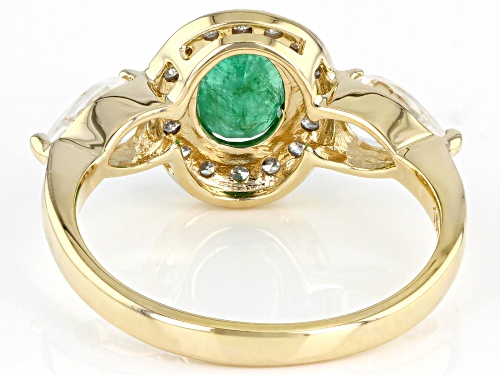 .64ct Oval Zambian Emerald With 1.19ctw White Zircon And .14ctw White Diamond 10k Yellow Gold Ring - Size 6