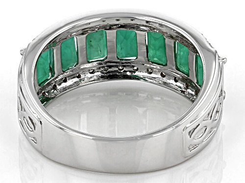 1.70ctw Zambian Emerald With 0.07ctw Round White Diamond Rhodium Over 10k White gold Ring - Size 7