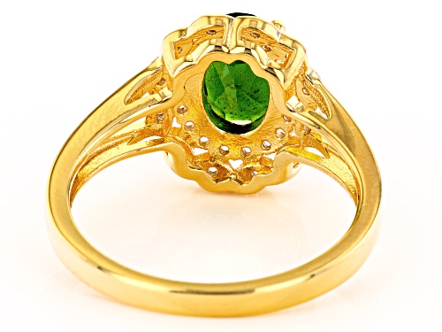 1.19ct Chrome Diopside With 0.34ctw White Zircon 18k Yellow Gold Over Silver Ring - Size 8