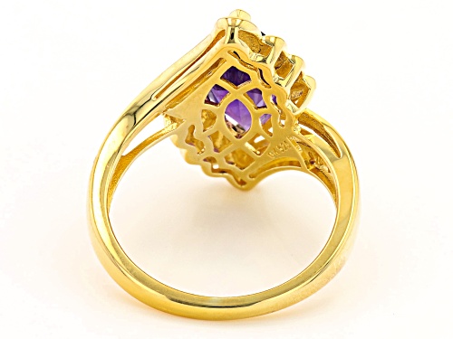 2.33ct African Amethyst With 0.21ctw White Topaz 18k Yellow Gold Over Sterling Silver Ring - Size 7