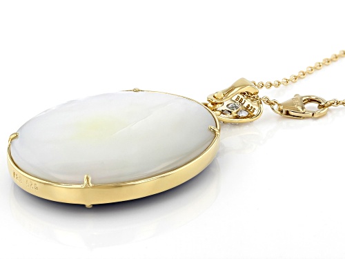 40X33mm Lapis, Mother-of-Pearl & 0.27ctw White Topaz 18k Yellow Gold Over Silver Enhancer/Chain