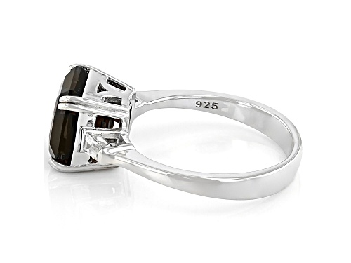2.50ct Asscher Cut Smoky Quartz And 0.25ctw White Zircon Rhodium Over Sterling Silver Ring - Size 8