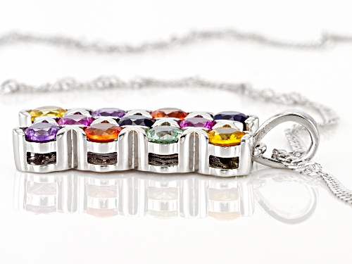 2.45ctw Lab Created Multi Color Sapphire Rhodium Over Sterling Silver Pendant With Chain