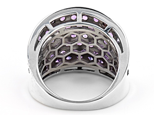 3.11ctw Round African Amethyst Rhodium Over Sterling Silver Ring - Size 6