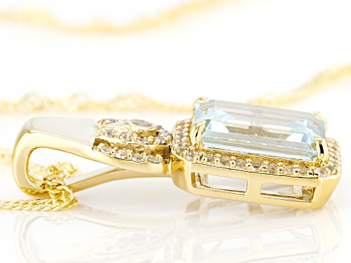 3.50ct Glacier Topaz™ With 0.19ctw White Topaz 18k Yellow Gold Over Silver Pendant With Chain