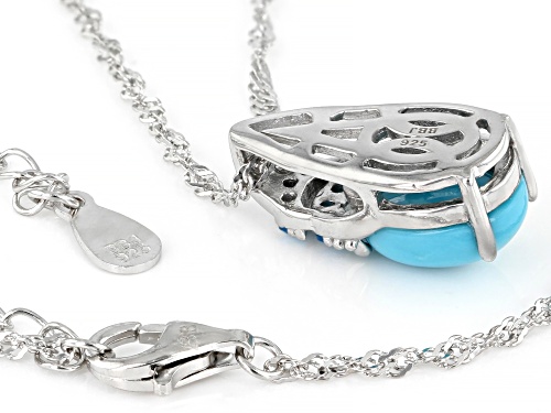 Sleeping Beauty Turquoise & .10ctw Paraiba Blue Color Apatite Rhodium Over Silver Pendant/Chain