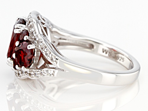 3.25ctw MIXED SHAPES VERMELHO GARNET(TM) WITH .29CTW WHITE ZIRCON RHODIUM OVER SILVER RING - Size 8