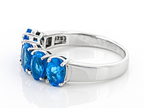 2.15ctw Oval neon apatite rhodium over sterling silver ring - Size 10