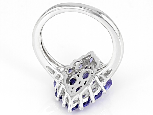 2.38ctw Marquise Tanzanite Rhodium Over Sterling Silver Cluster Ring - Size 8